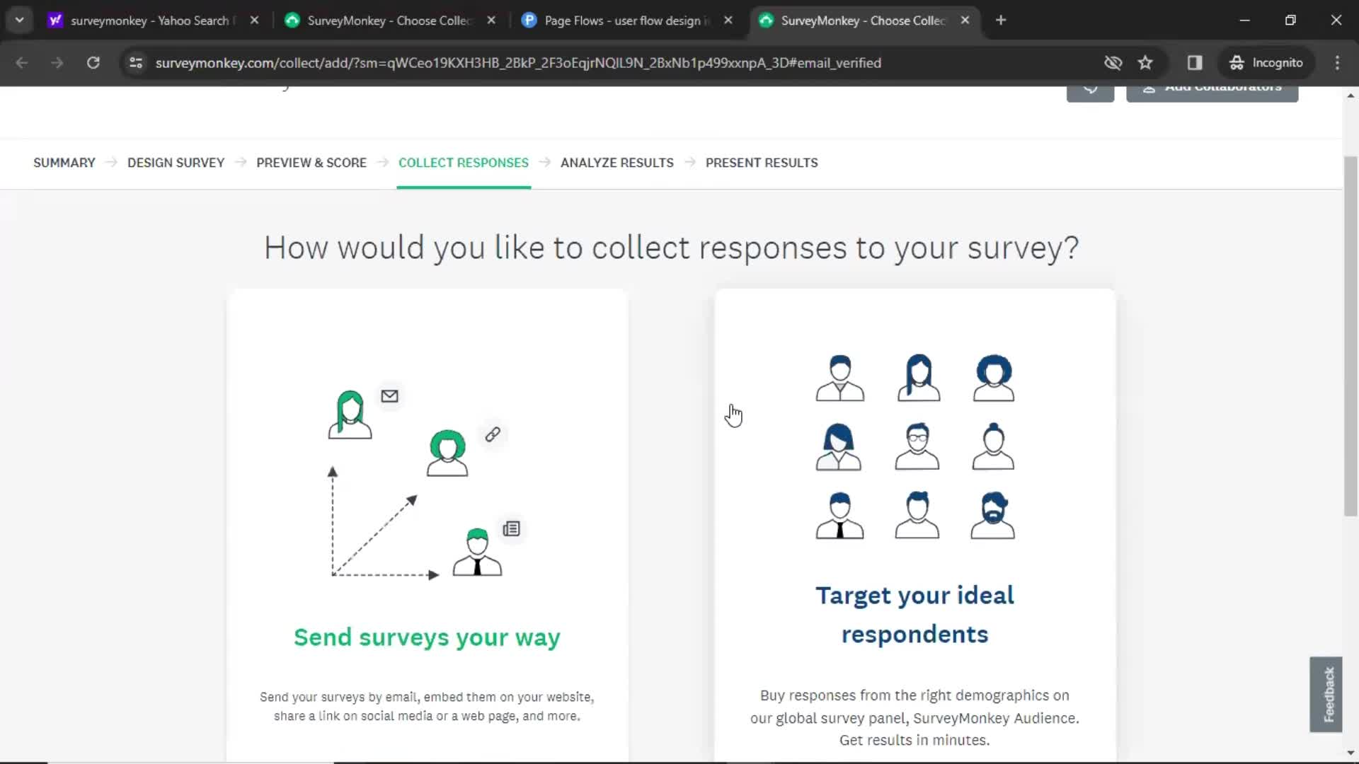 SurveyMonkey select survey type screenshot