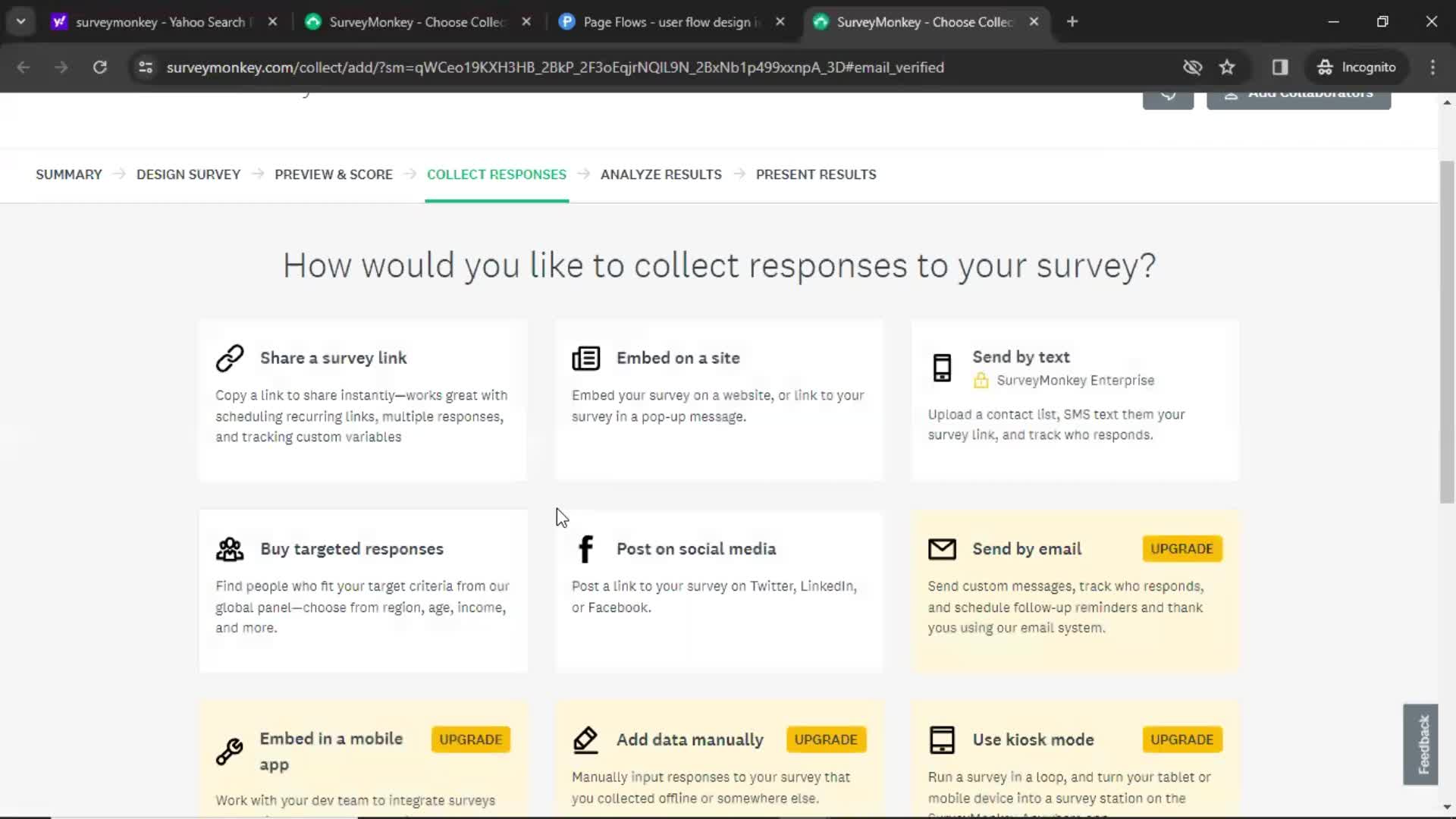 SurveyMonkey select options screenshot