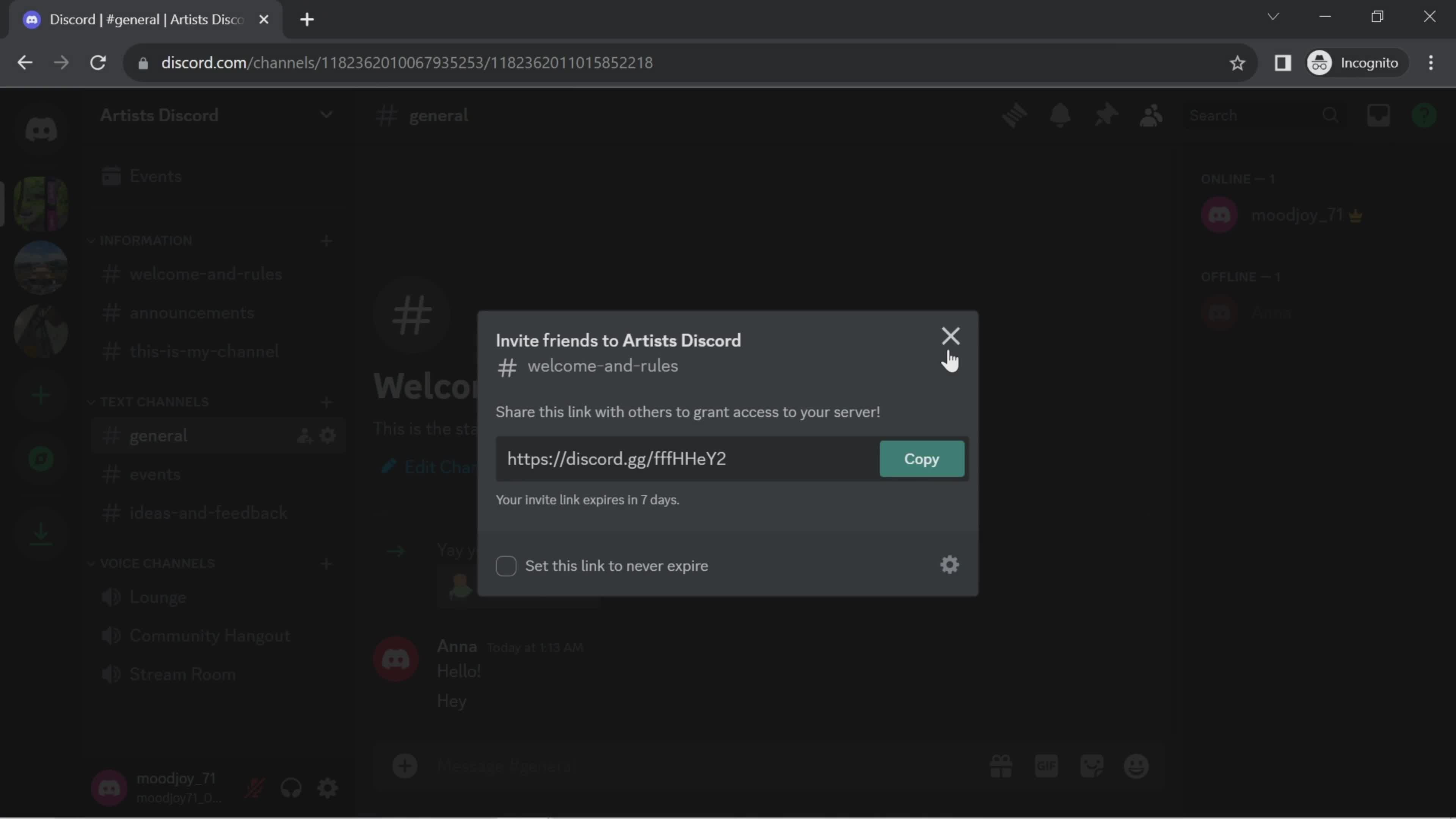 Discord invite friends screenshot