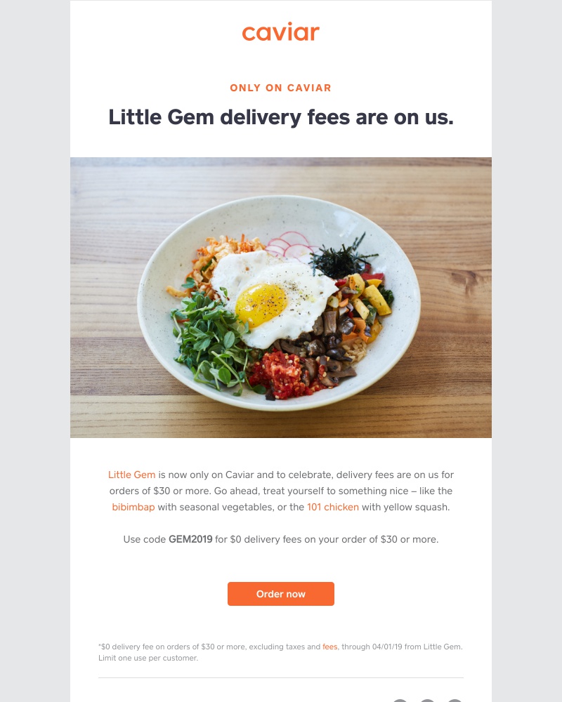 - $0 delivery fees on Little Gem orders