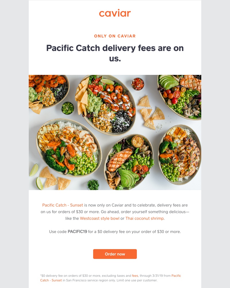  - $0 delivery fees on Pacific Catch orders