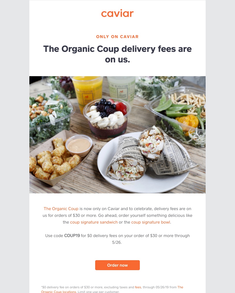 - $0 delivery fees on The Organic Coup orders