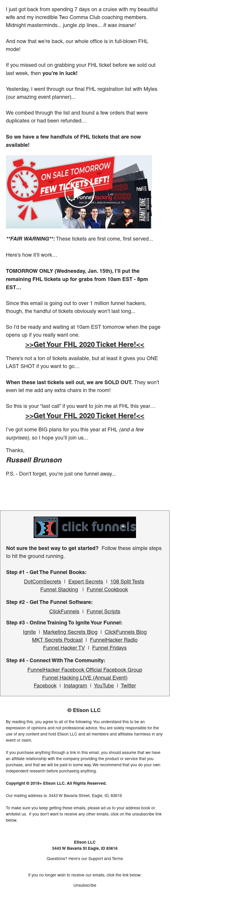 ClickFunnels - 🚨{URGENT!} we found a SMALL handful of FHL tickets 🚨