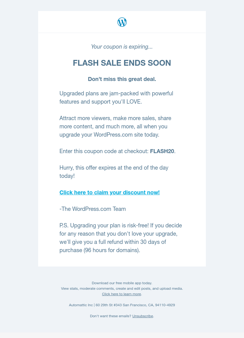 WordPress - Time is running out! Hurry, you can still cash in on today’s flash sale