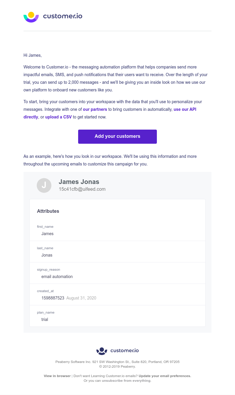  - Welcome to Customer.io 👋