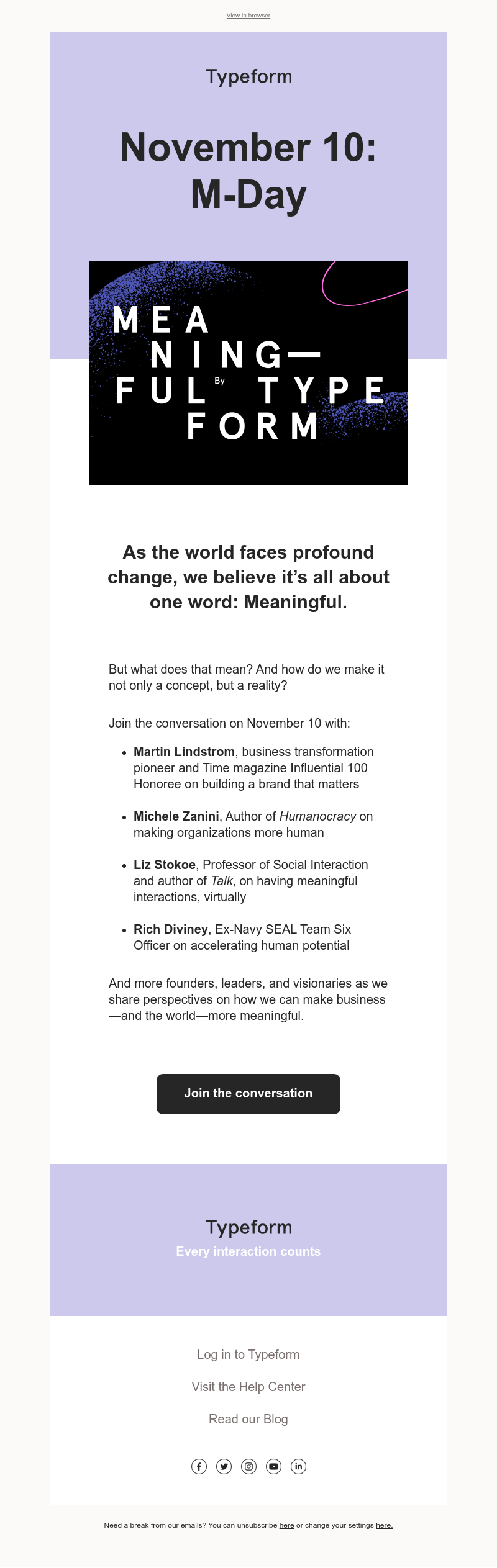 Typeform - Join our Meaningful event on November 10