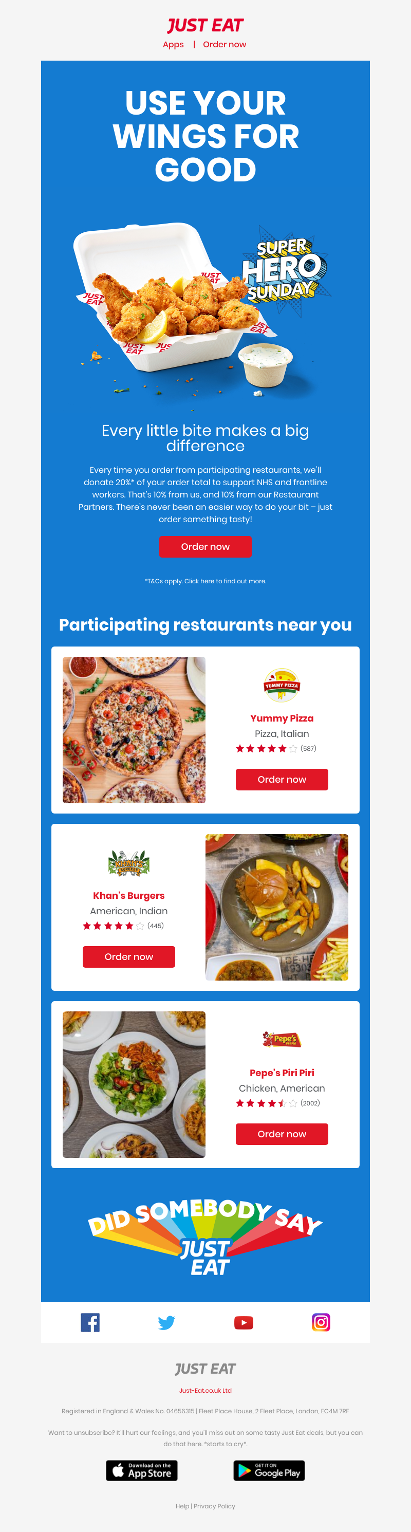 Just Eat - 20% of your order goes to the NHS