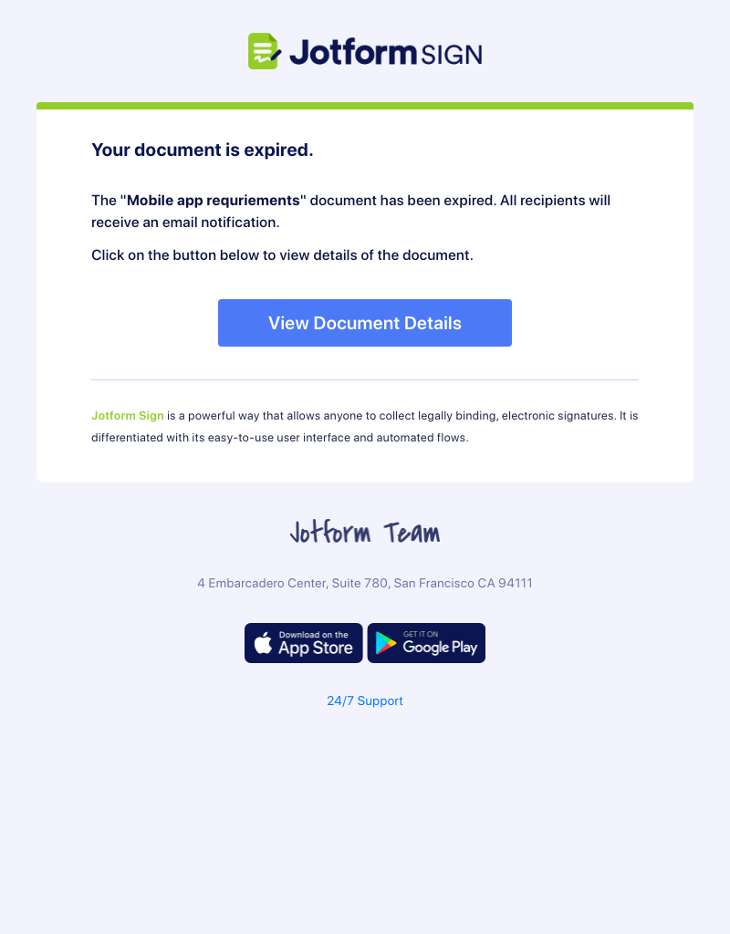 Jotform - Your document is expired.