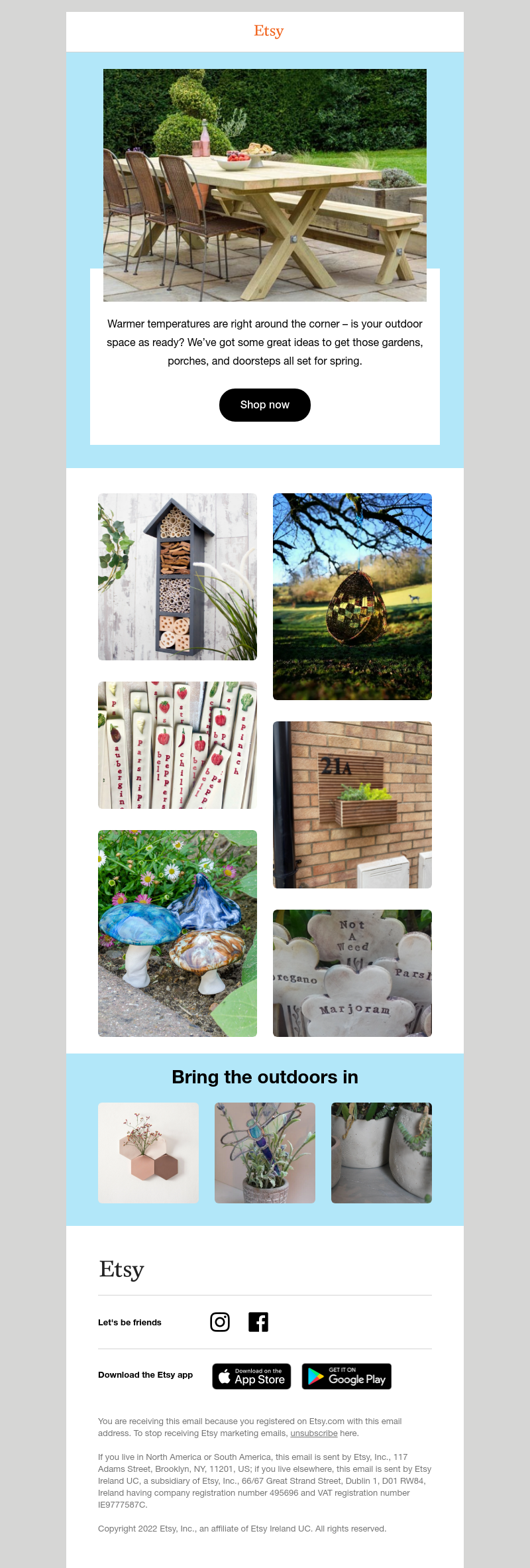 Etsy - The perfect outdoor pieces
