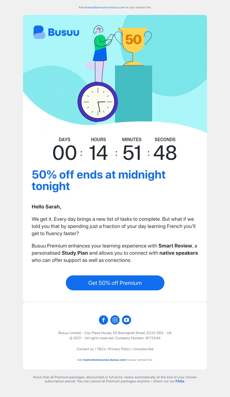 Busuu - 50% ends midnight 🙌
