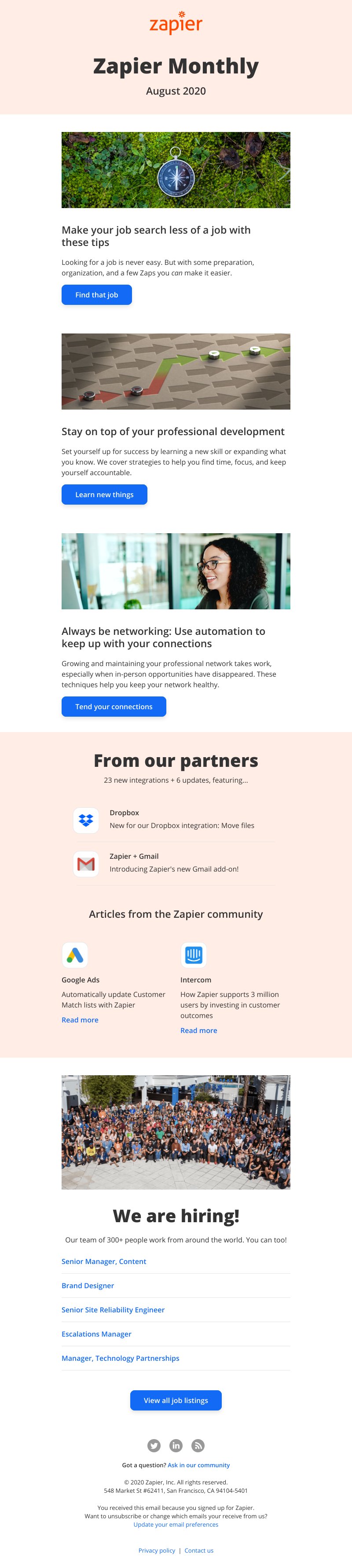 Zapier - New in August: Grow your career and your network, 6 updates, and 23 new apps!