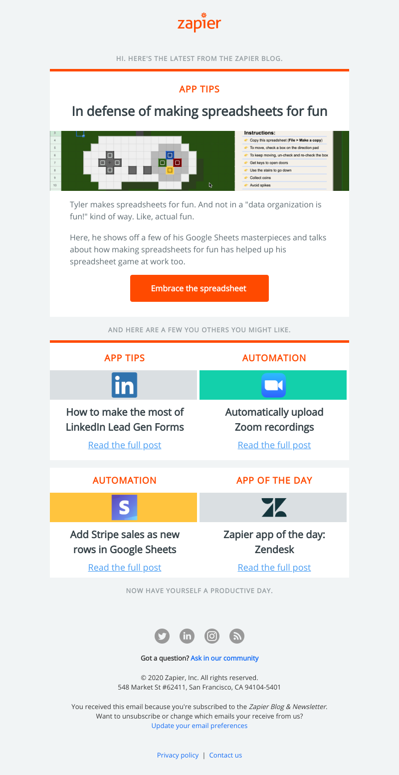 Zapier - In defense of making spreadsheets for fun
