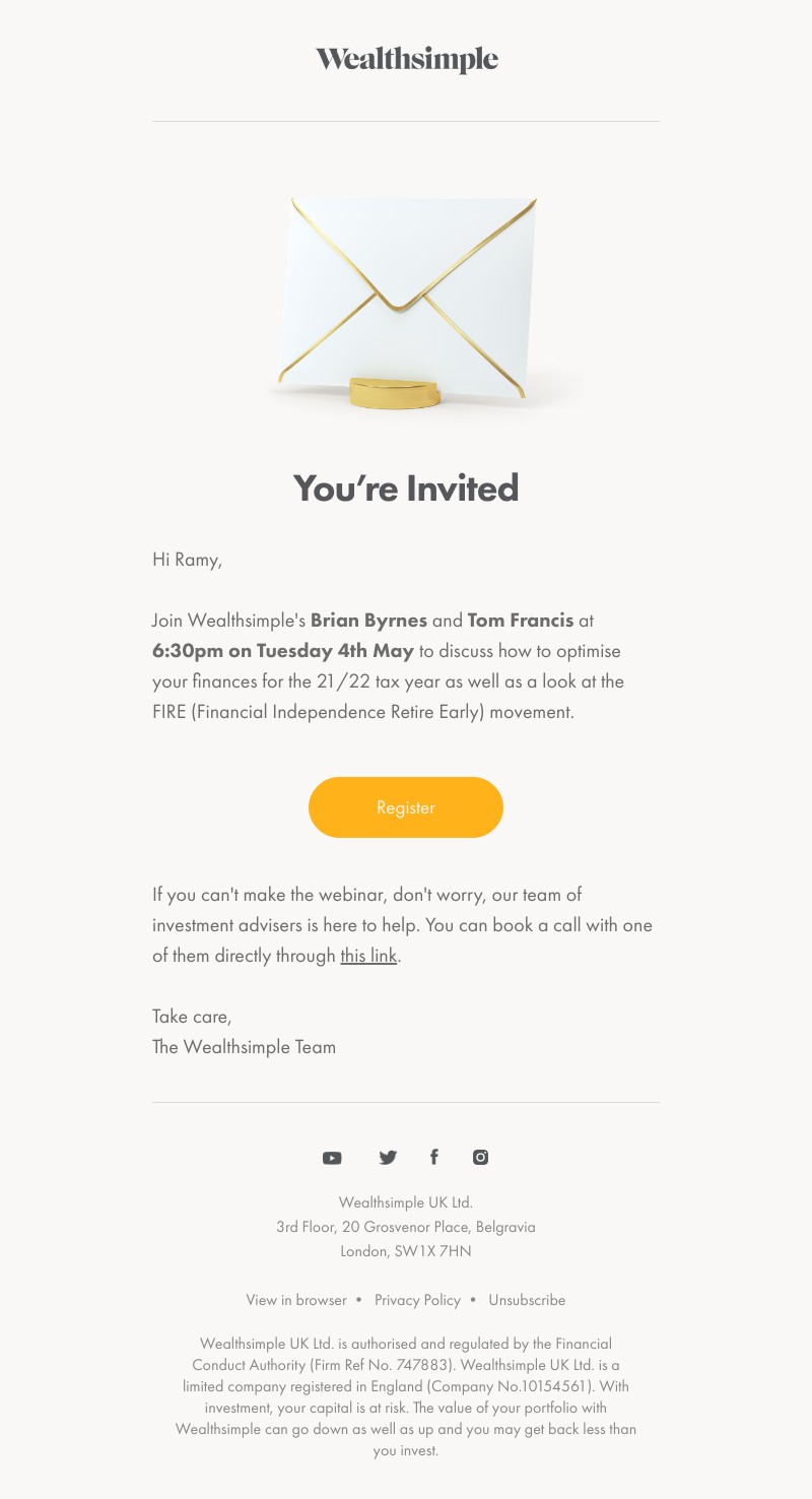 Wealthsimple - Webinar Invite: The Year Ahead & FIRE