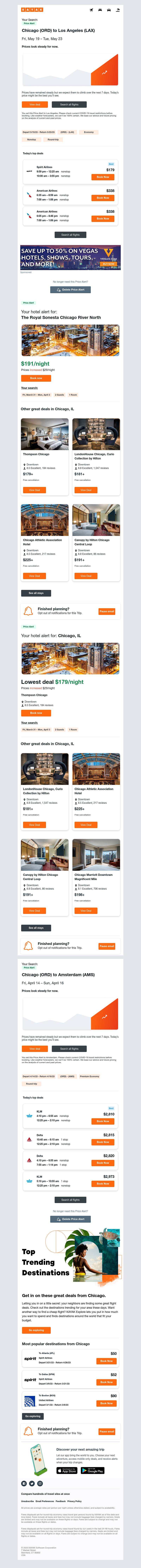 Kayak - Price Alert: Airfare holding steady for your Chicago to Los Angeles flight