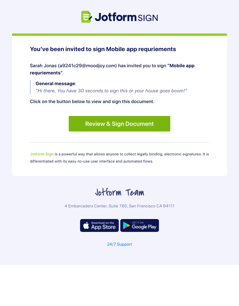  - Your signature requested for Mobile app requriements