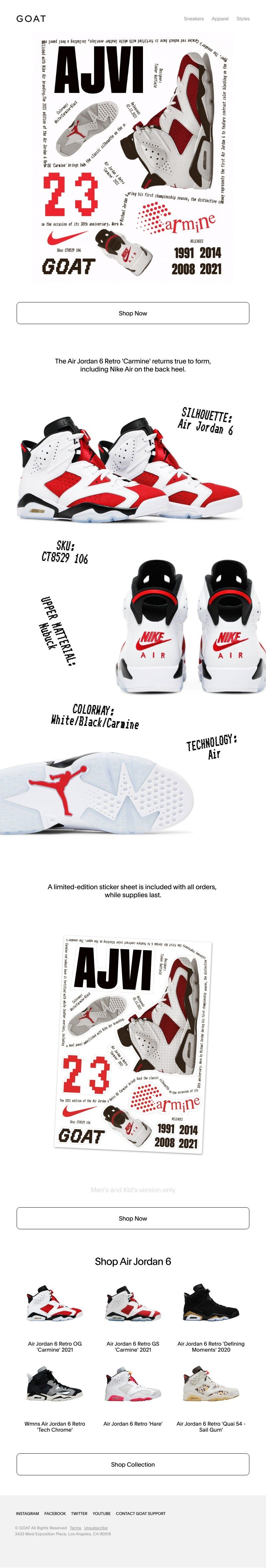 Goat - Reintroducing the Air Jordan 6 ‘Carmine’