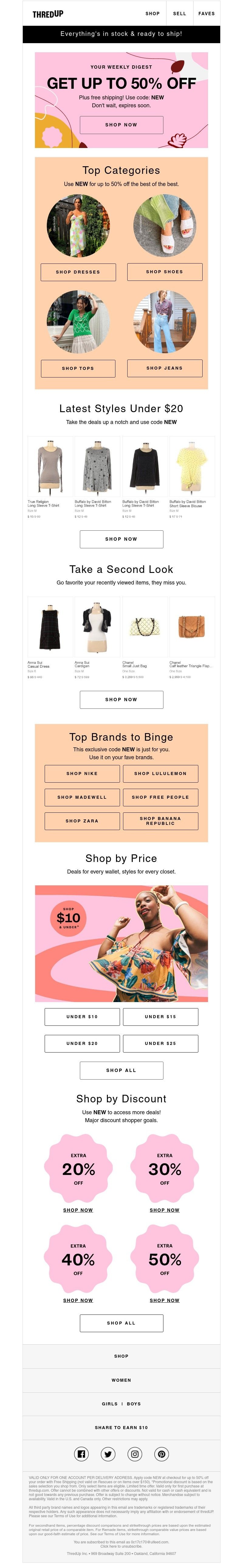 thredUP - Get an extra 50% off: Ready-to-ship deals!
