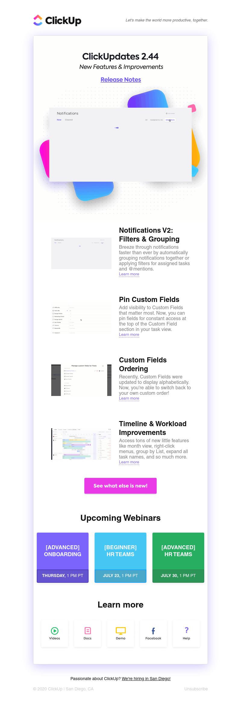 ClickUp - ClickUpdates 2.44 🔔 Notifications V2, Pin Custom Fields, and more!