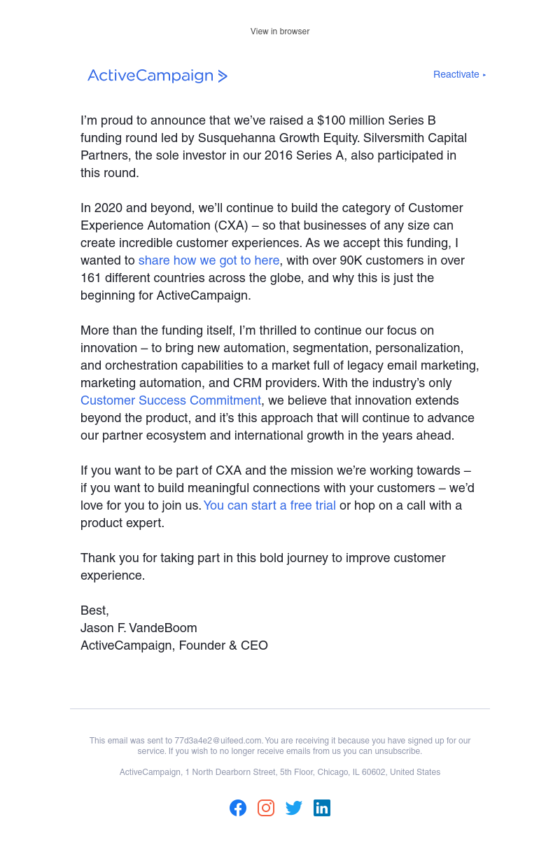  - ActiveCampaign raises $100 million (here’s what that means)