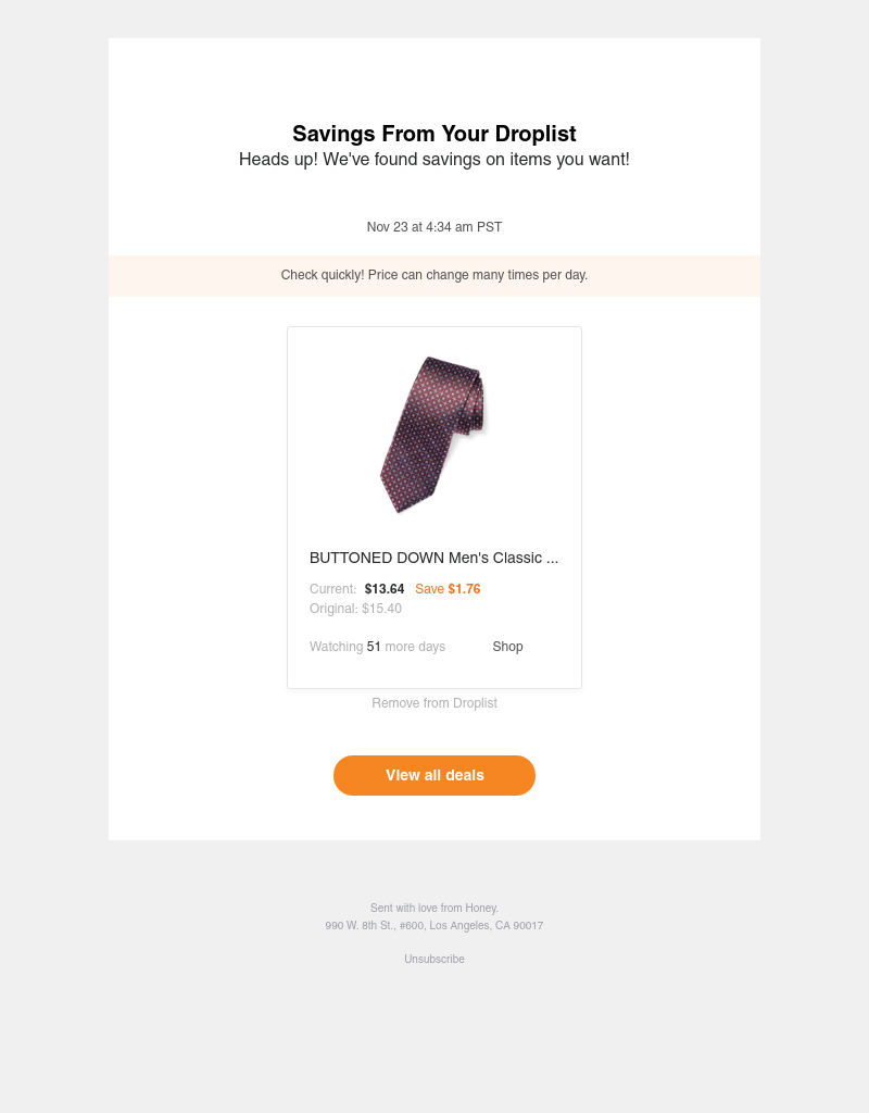 Honey - We found price drops for an item on your list