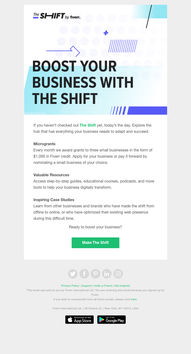 Fiverr - The Shift: microgrants, resources, real transformations