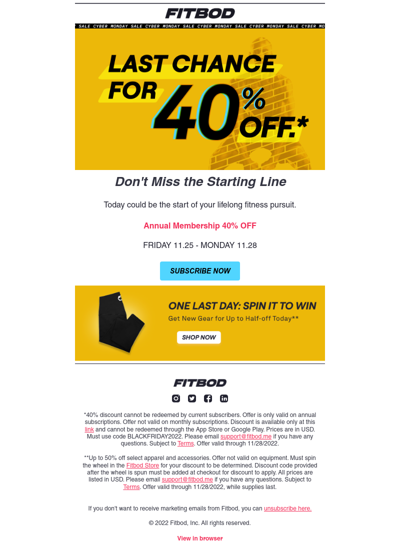 Fitbod - CYBER MONDAY SALE: 40% OFF FITNESS