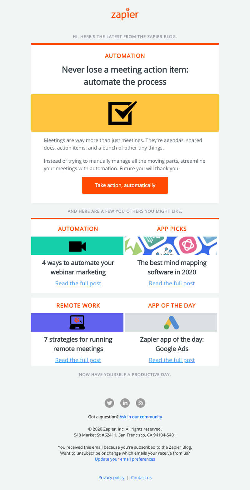 Zapier - Never lose a meeting action item: automate the process