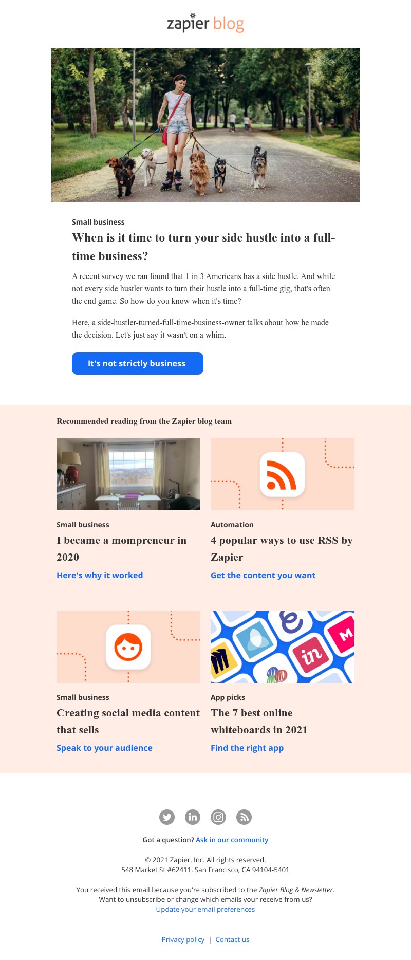 Zapier - When is it time to turn your side hustle into a full-time business?