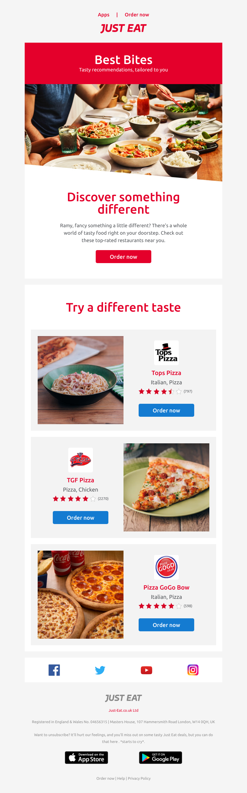 Just Eat - 👀 Ramy, fancy a change? Check out these restaurants you haven't tried before 