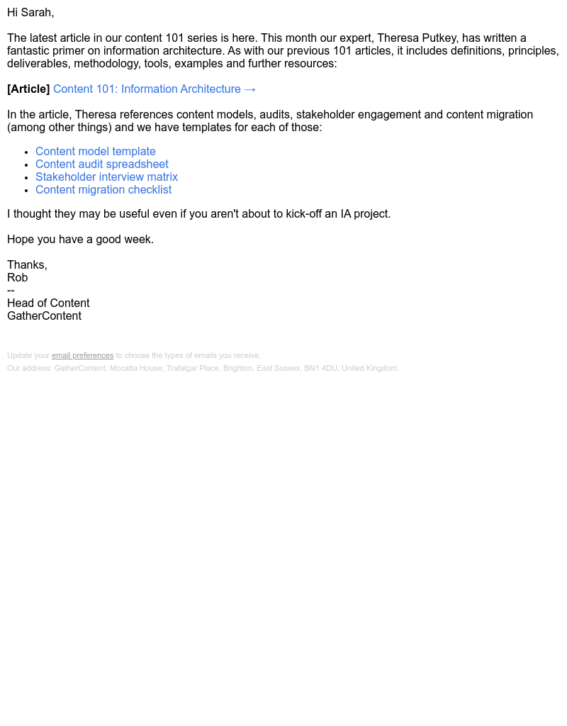 GatherContent - Information Architecture 101 [plus four content templates]