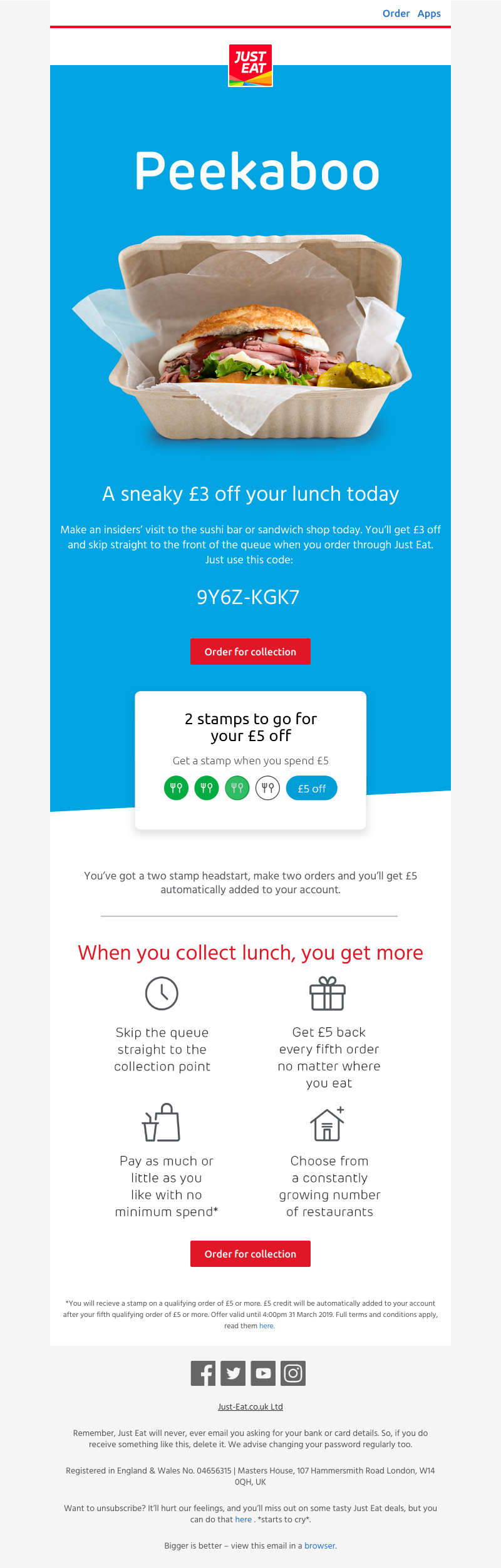 Just Eat - Psst, Ramy you've got a special £3 off