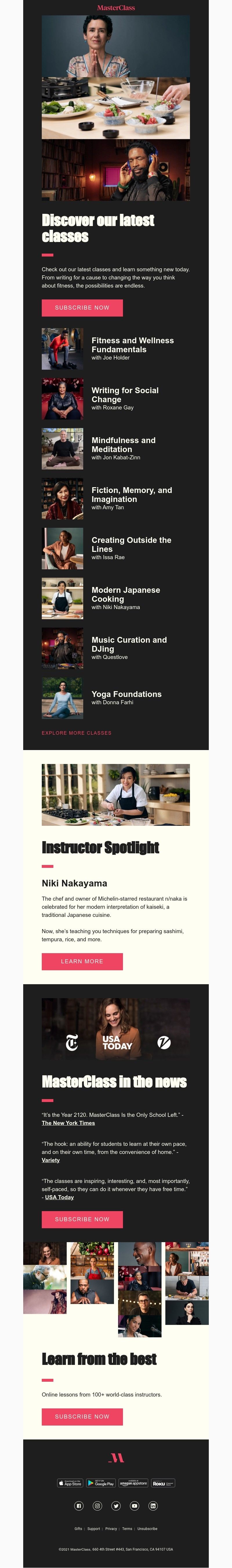  - Check out our latest classes