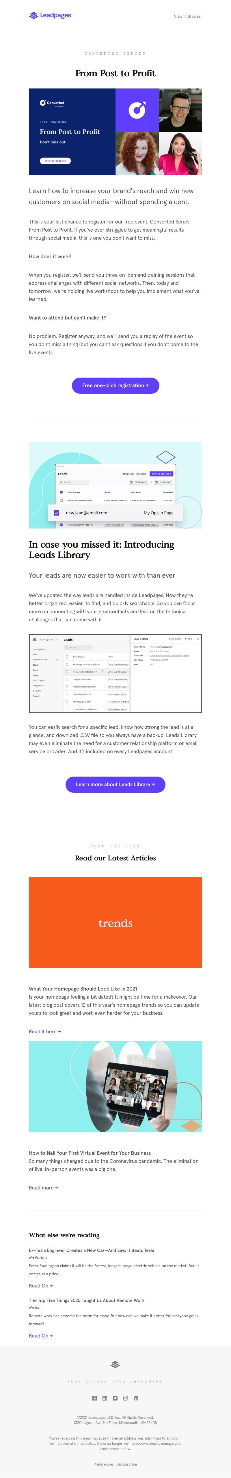 Leadpages - Last chance to register for Converted Series!