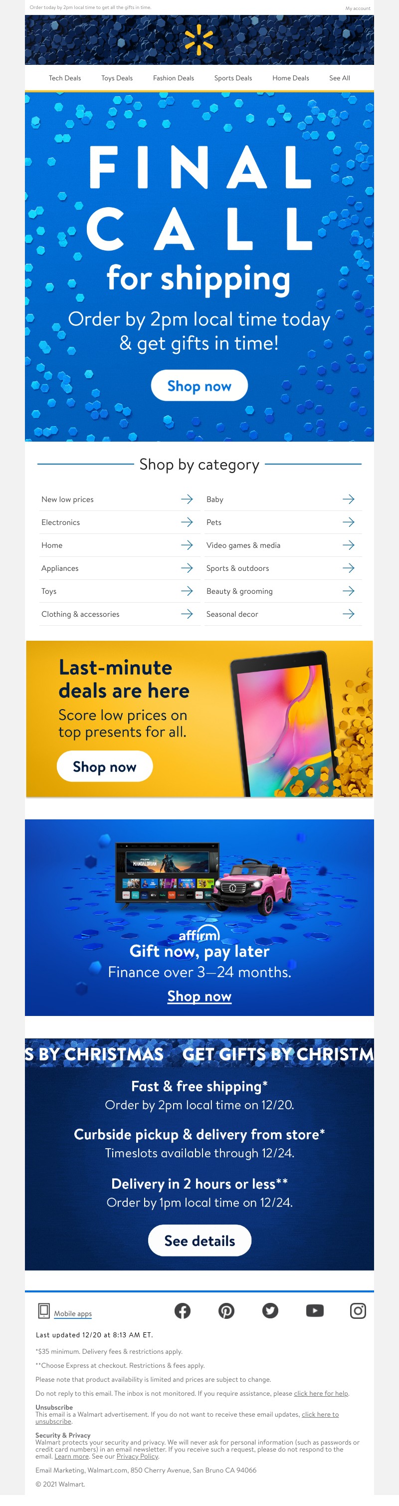 Walmart - LAST CALL for shipping by Christmas 👀