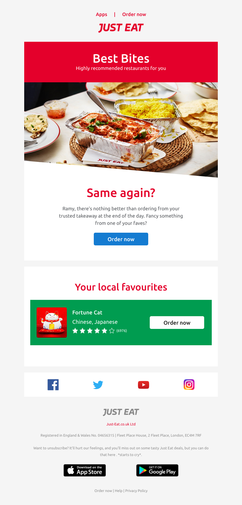 Just Eat - 👍 Ramy, treat yourself to a tasty midweek reward