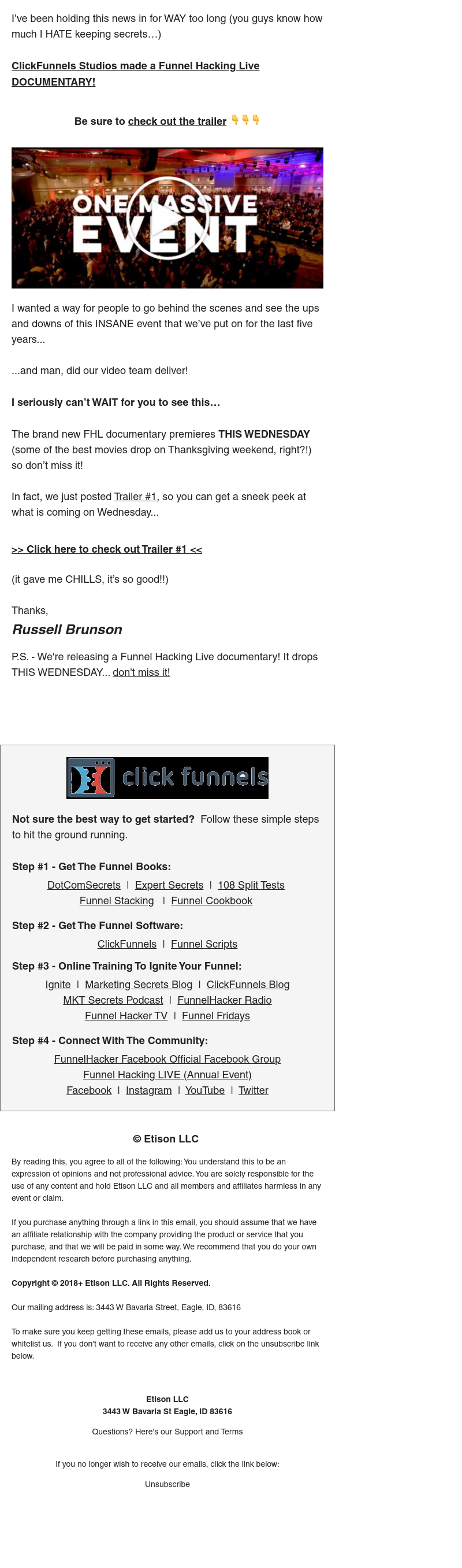 ClickFunnels - [COMING SOON!] 🎥Funnel Hacking Live Documentary!!