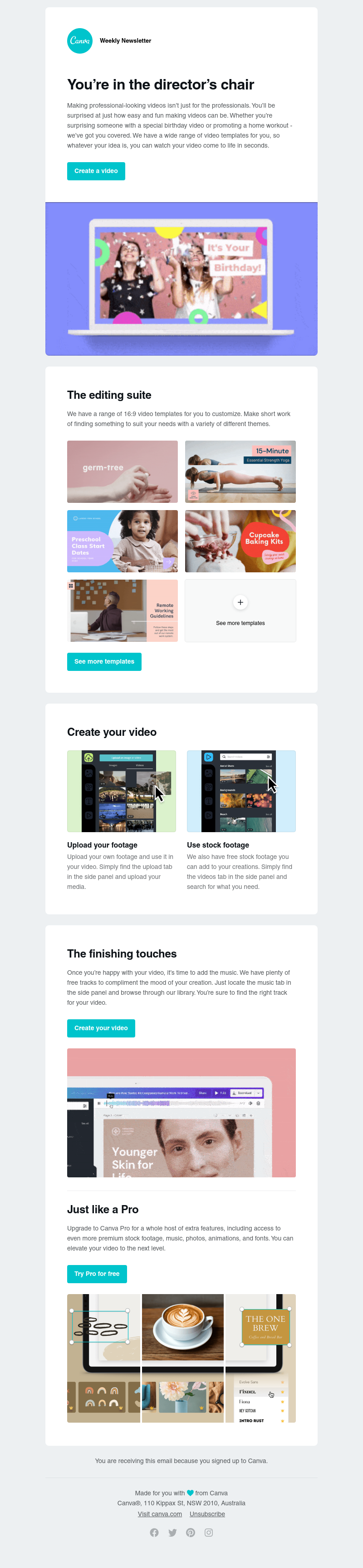 Canva -     You’re in the director’s chair with our Video templates