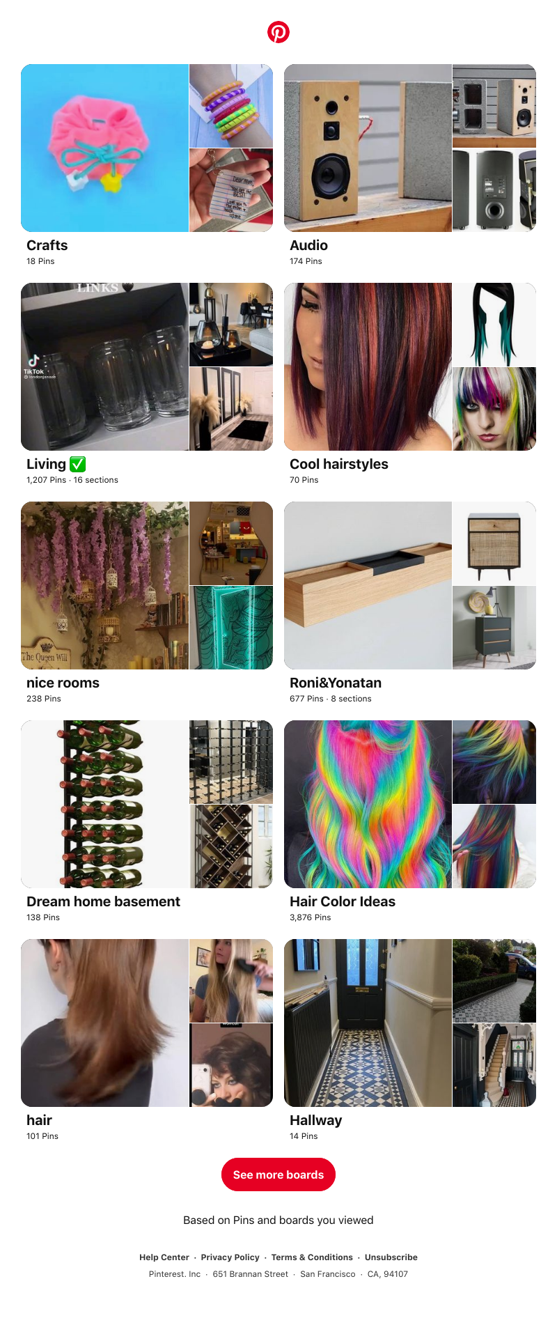 Pinterest - "Crafts", "Audio" and 8 other boards like yours