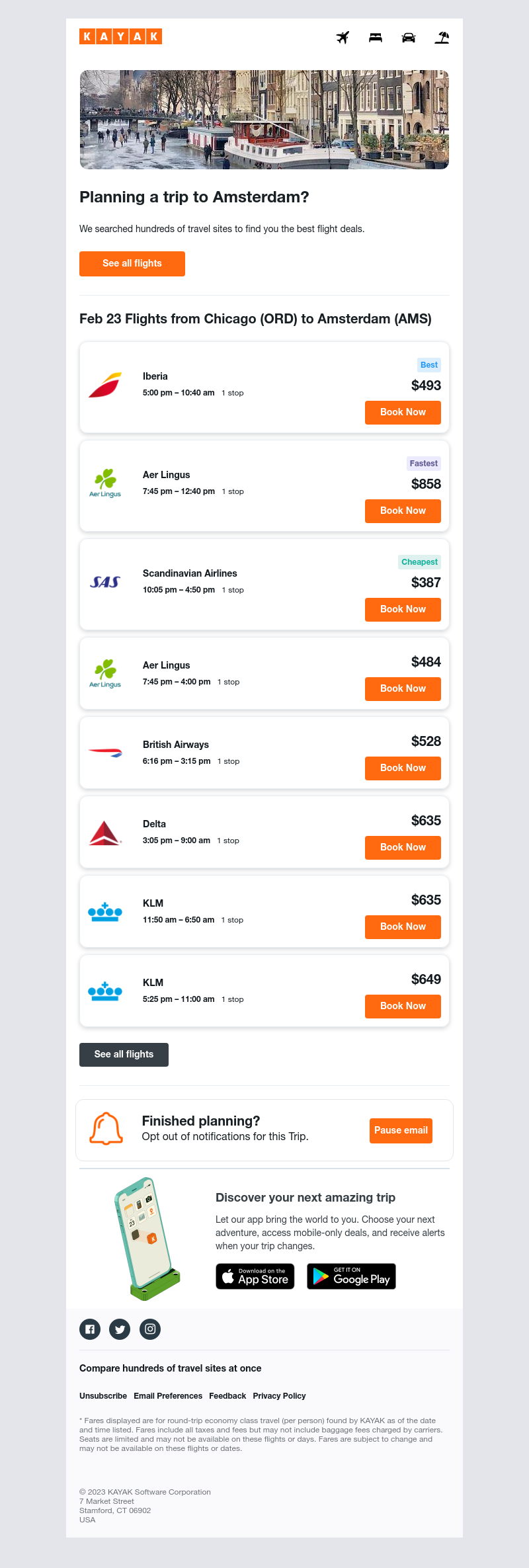 Kayak - Future Flights from Chicago to Amsterdam, starting at $387