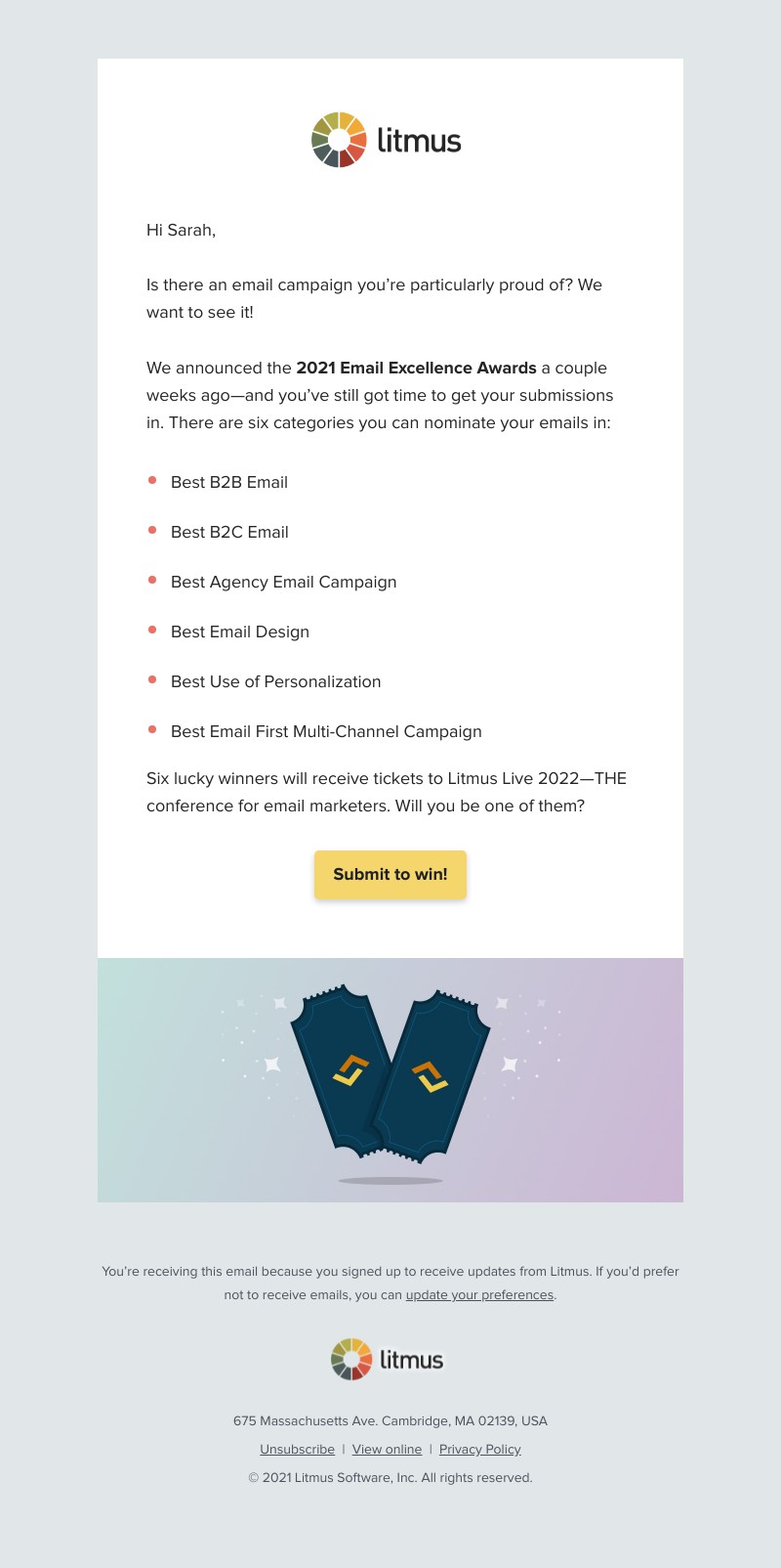 Litmus - Share your most award-worthy emails for a chance to win