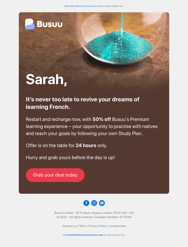 Busuu - Sarah, here's your chance to turn your language learning around 💪