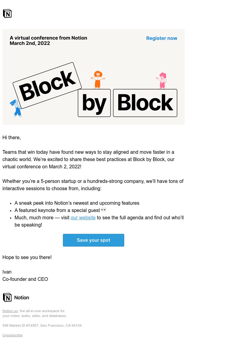  - You’re invited: Notion’s annual Block by Block conference