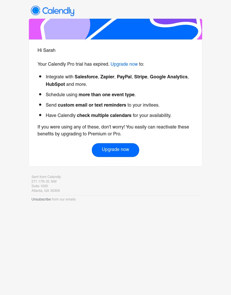 Calendly - Attn: Your Pro trial has expired