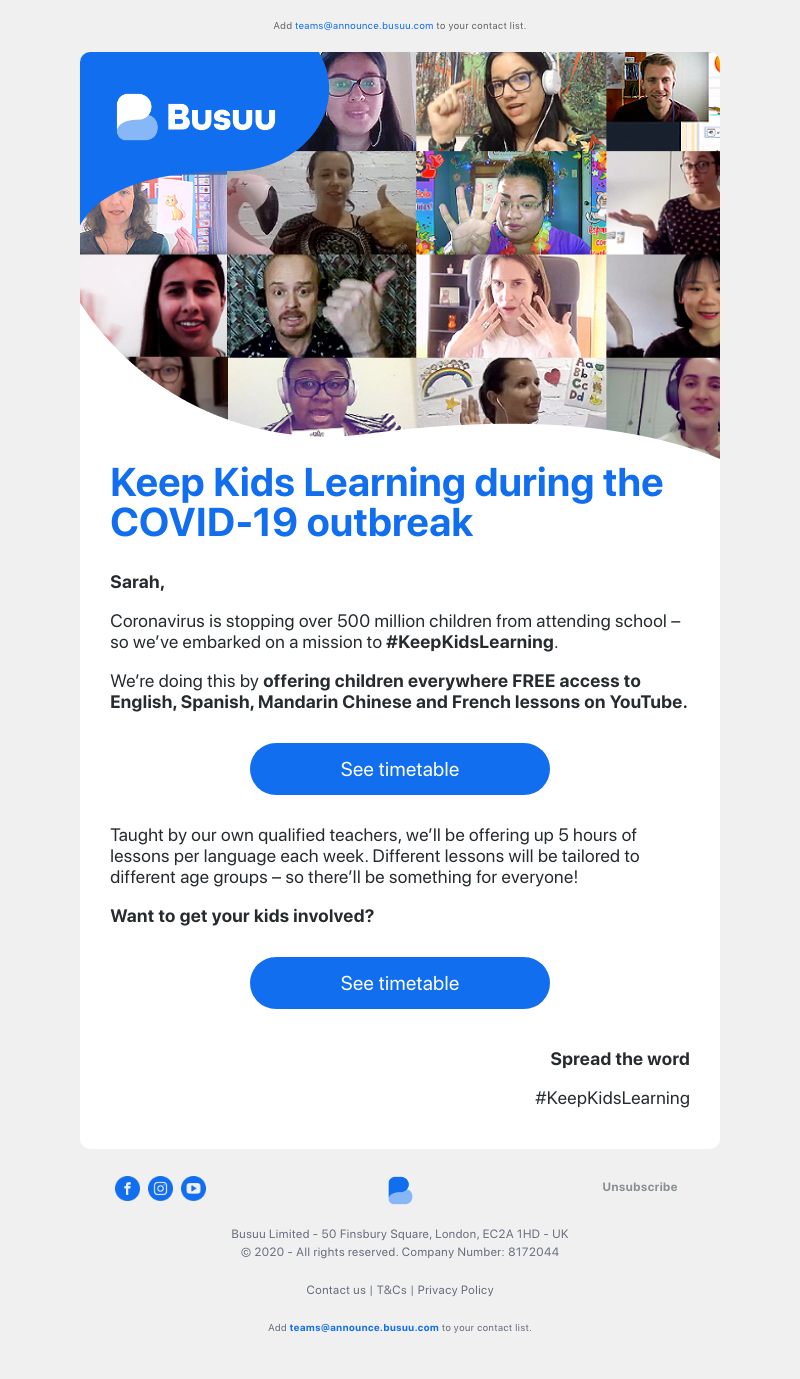 Busuu - COVID-19 put school on pause? Watch free kids’ language lessons       
