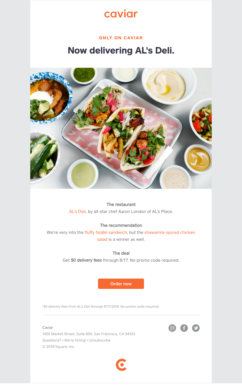  - AL’s Deli is now only on Caviar 