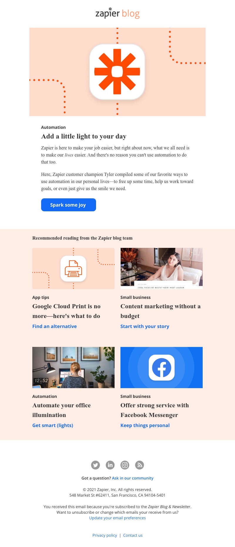 Zapier - Add a little light to your day