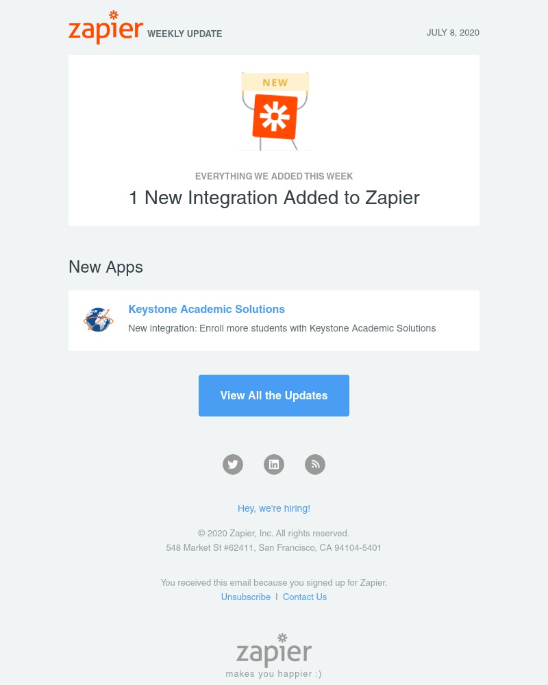 Zapier - 🚀 1 New Integration Added to Zapier