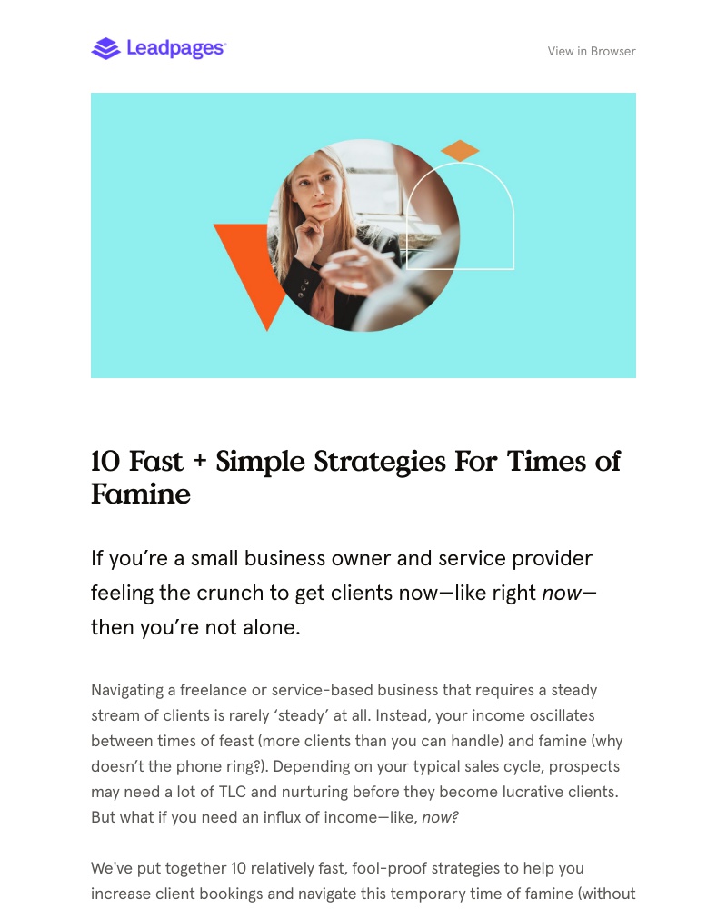 Leadpages - 10 Fast + Simple Strategies For Times of Famine