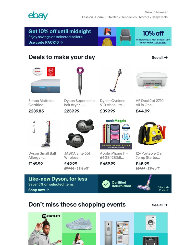eBay - 10% off selected sellers ends midnight! 💥