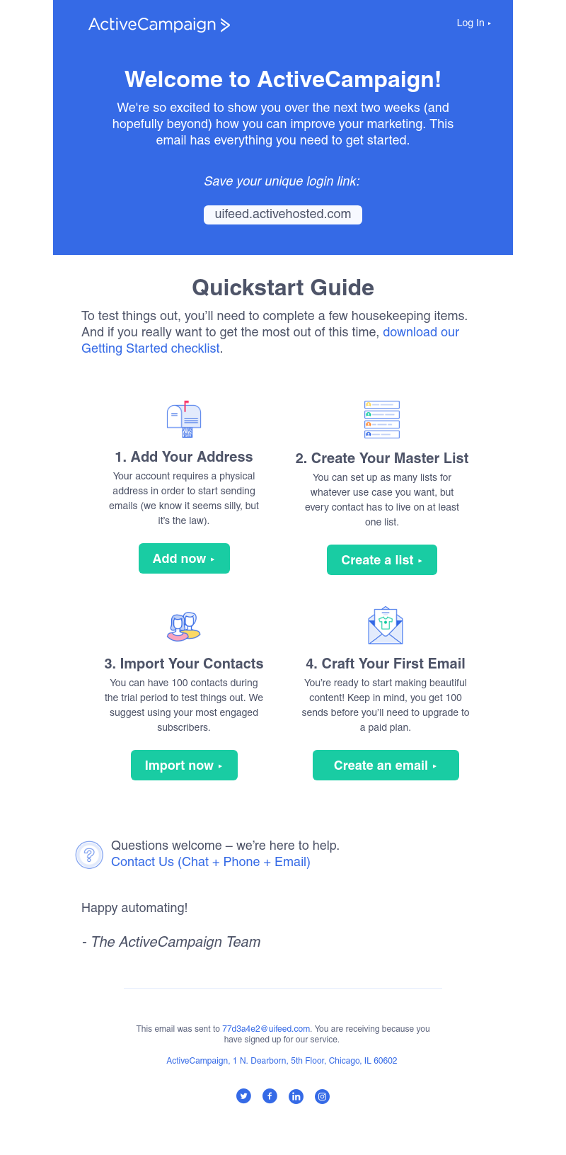  - Your ActiveCampaign Account - Thanks!